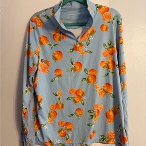 Kastel Vibrant Citrus Print Blue Pullover